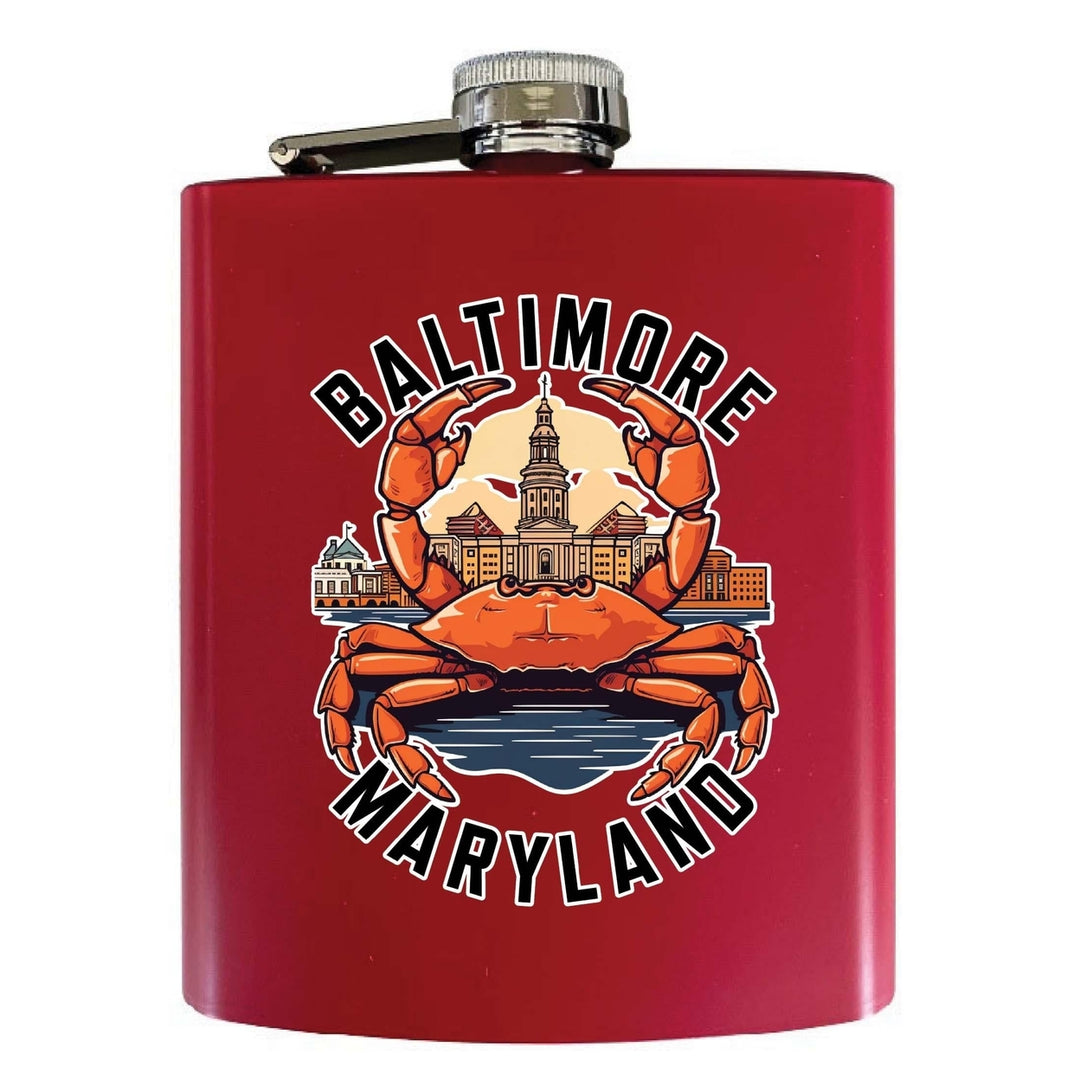 Baltimore Maryland D Souvenir 7 oz Steel Flask Matte Finish Image 4