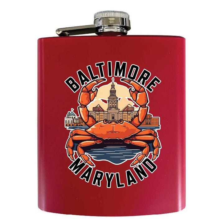 Baltimore Maryland D Souvenir 7 oz Steel Flask Matte Finish Image 4