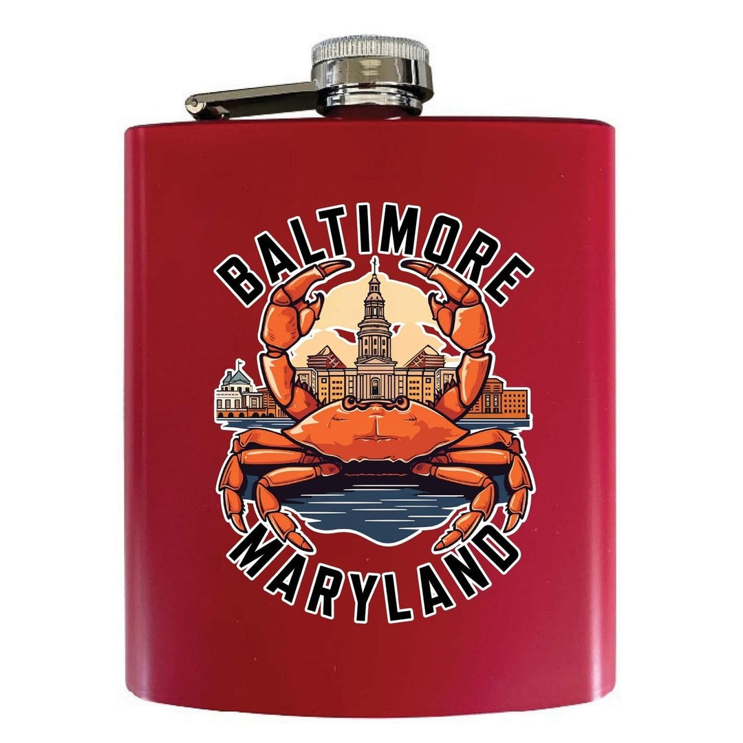 Baltimore Maryland D Souvenir 7 oz Steel Flask Matte Finish Image 1