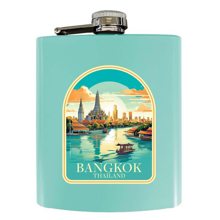 Bangkok Thailand A Souvenir 7 oz Steel Flask Matte Finish Image 1