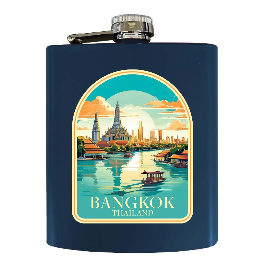 Bangkok Thailand A Souvenir 7 oz Steel Flask Matte Finish Image 4