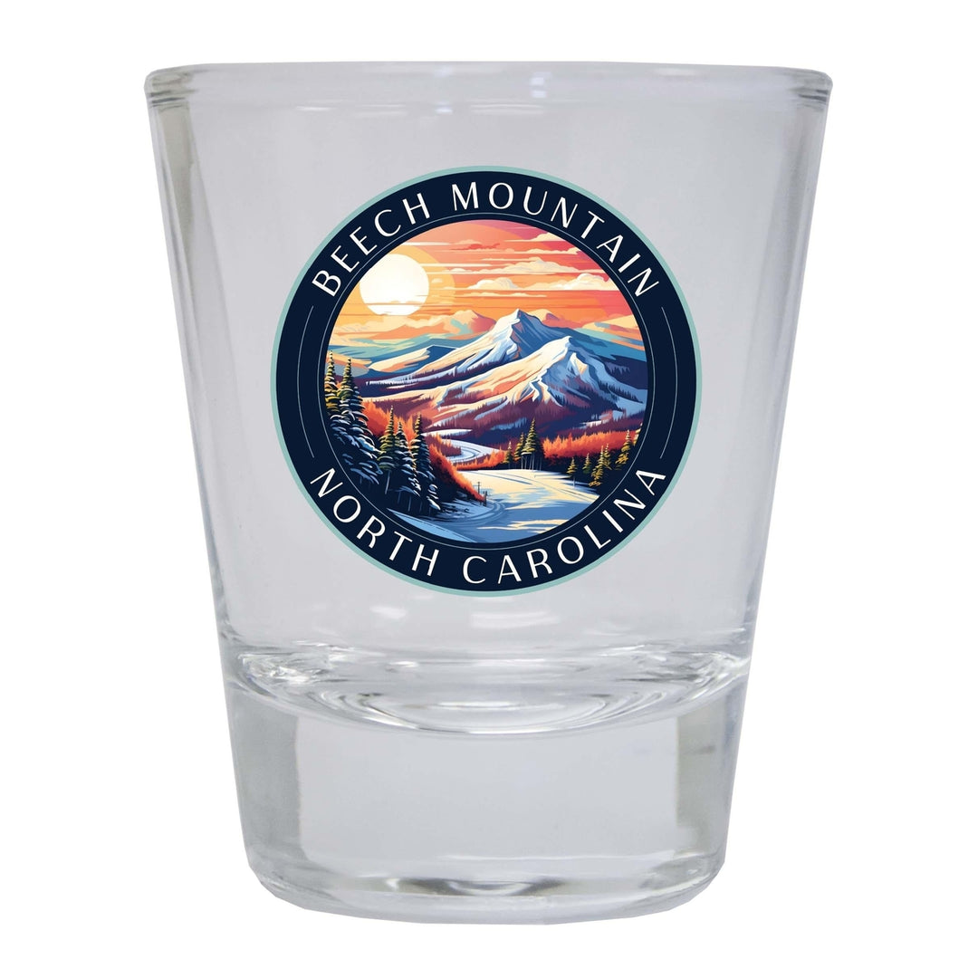 Beech Mountain North Carolina B Souvenir 1.5 Ounce Shot Glass Round Image 4