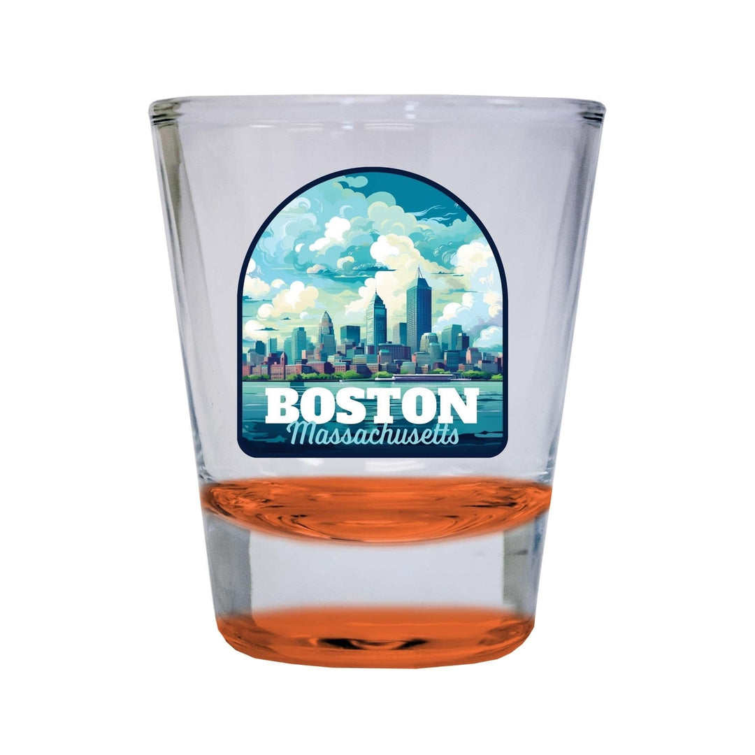 Boston Massachusetts A Souvenir 1.5 Ounce Shot Glass Round Image 1