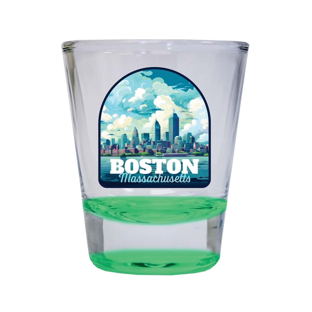 Boston Massachusetts A Souvenir 1.5 Ounce Shot Glass Round Image 2