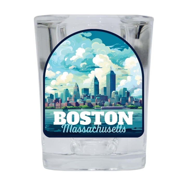 Boston Massachusetts A Souvenir 2.5 Ounce Shot Glass Square Base Image 1