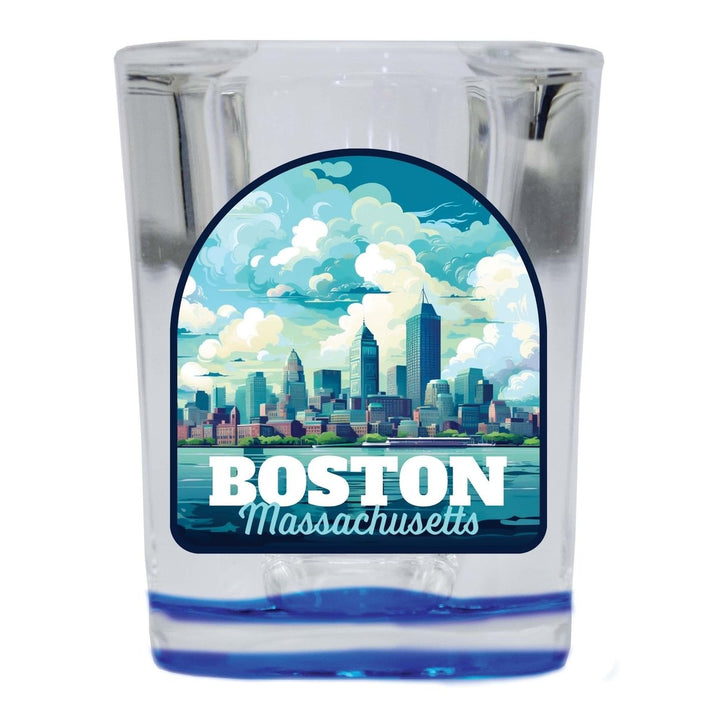 Boston Massachusetts A Souvenir 2.5 Ounce Shot Glass Square Base Image 2