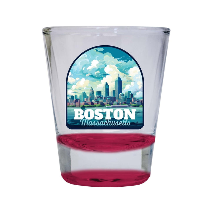 Boston Massachusetts A Souvenir 1.5 Ounce Shot Glass Round Image 3