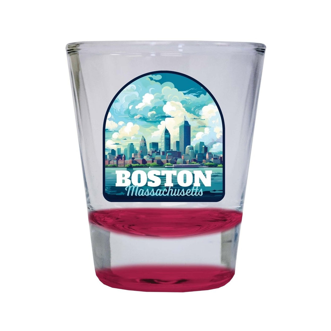 Boston Massachusetts A Souvenir 1.5 Ounce Shot Glass Round Image 1