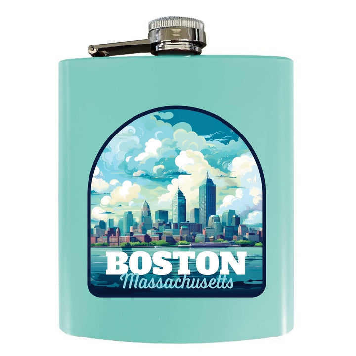 Boston Massachusetts A Souvenir 7 oz Steel Flask Matte Finish Image 1