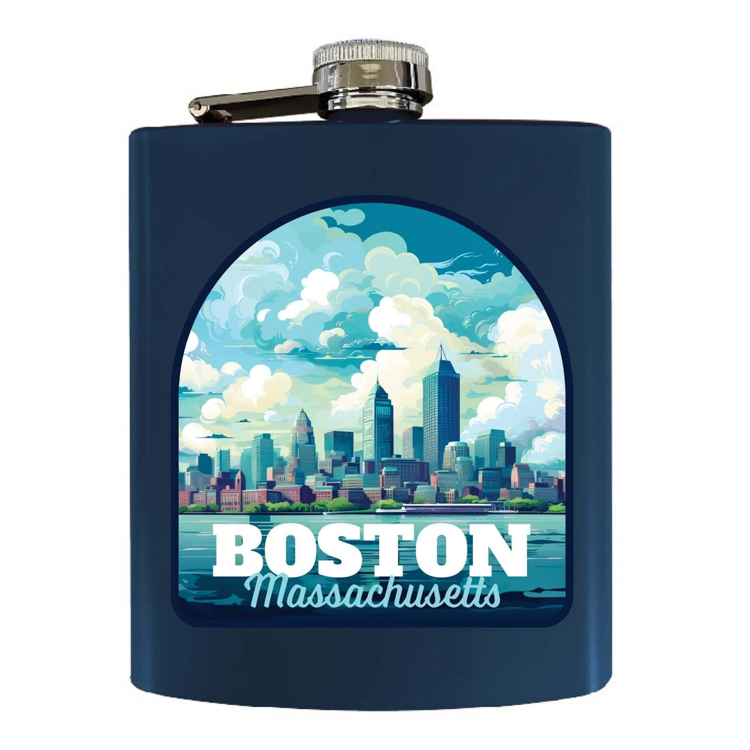 Boston Massachusetts A Souvenir 7 oz Steel Flask Matte Finish Image 2