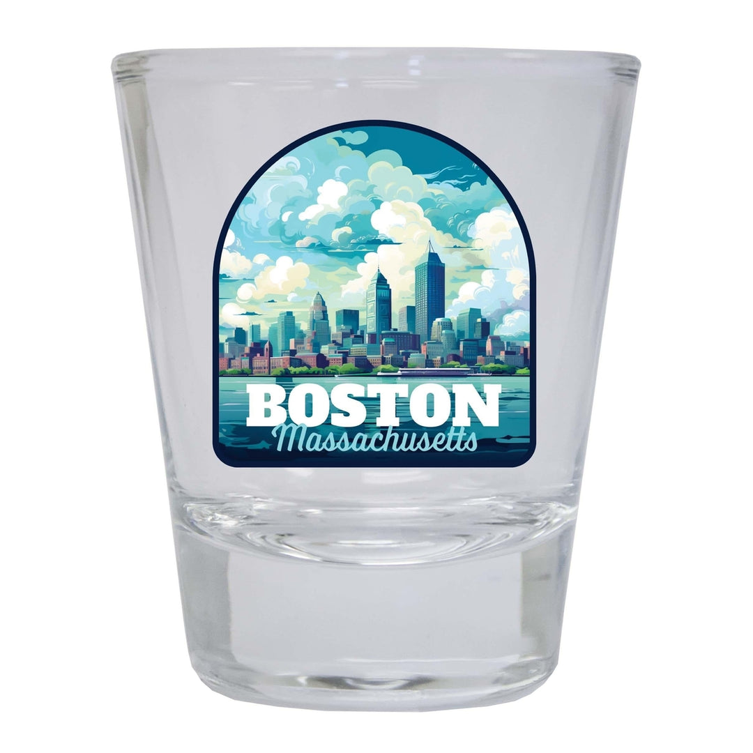 Boston Massachusetts A Souvenir 1.5 Ounce Shot Glass Round Image 4