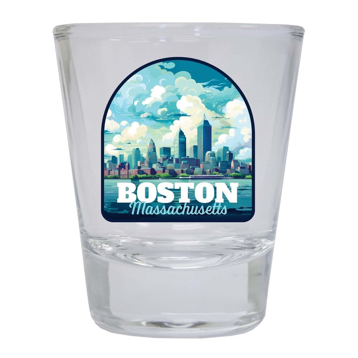 Boston Massachusetts A Souvenir 1.5 Ounce Shot Glass Round Image 1