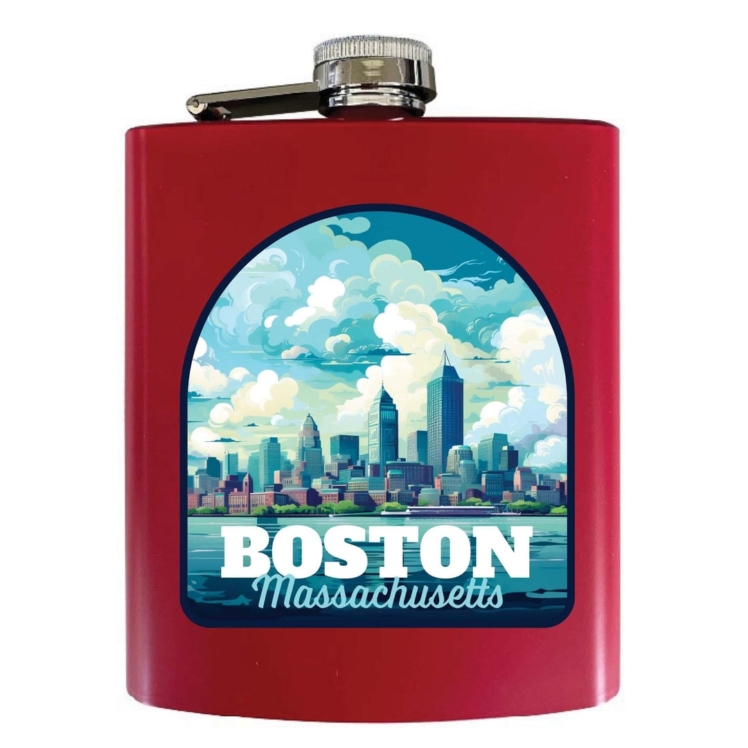 Boston Massachusetts A Souvenir 7 oz Steel Flask Matte Finish Image 3