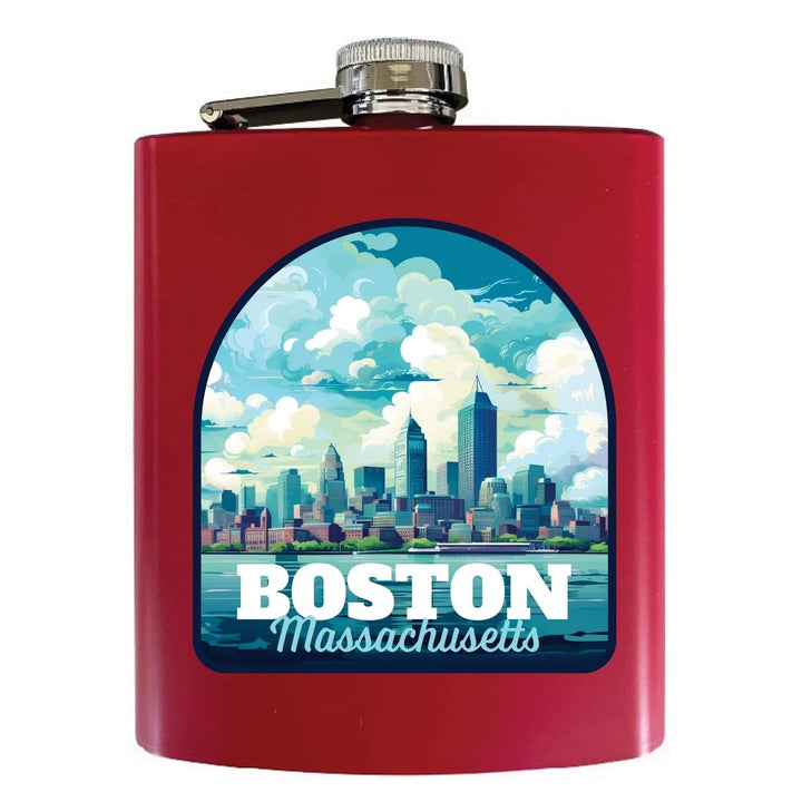 Boston Massachusetts A Souvenir 7 oz Steel Flask Matte Finish Image 1