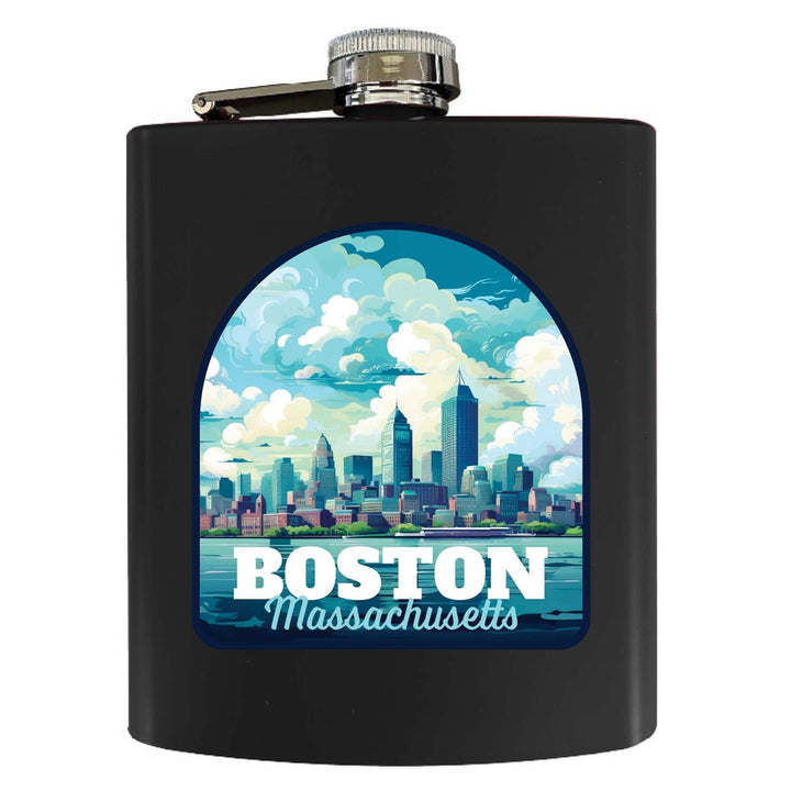 Boston Massachusetts A Souvenir 7 oz Steel Flask Matte Finish Image 4