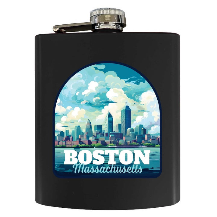 Boston Massachusetts A Souvenir 7 oz Steel Flask Matte Finish Image 1