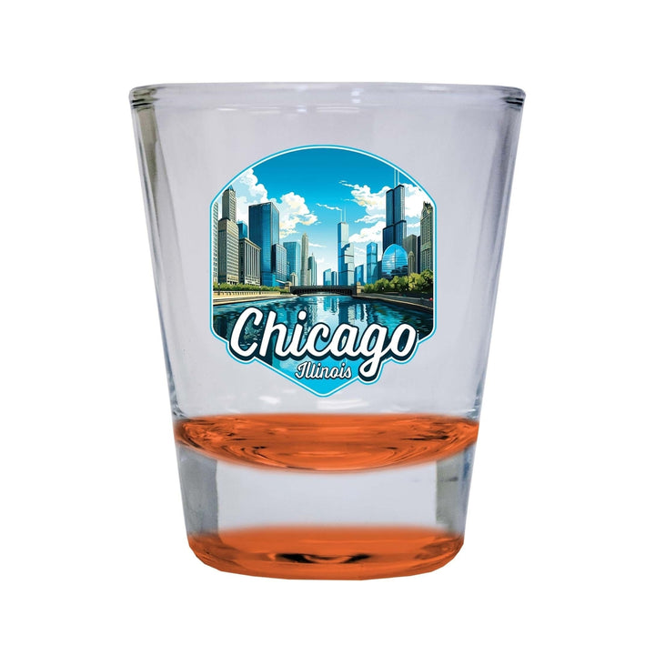 Chicago Illinois A Souvenir 1.5 Ounce Shot Glass Round Image 1