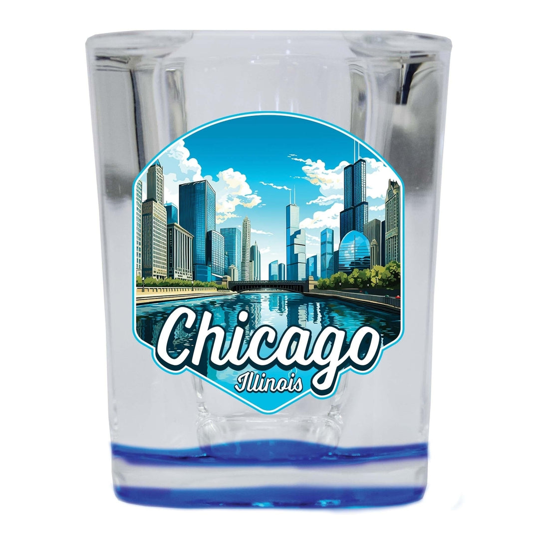 Chicago Illinois A Souvenir 2.5 Ounce Shot Glass Square Base Image 1