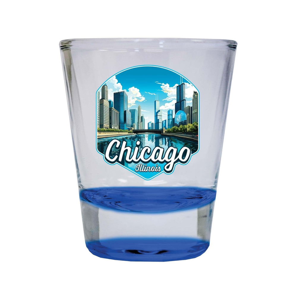 Chicago Illinois A Souvenir 1.5 Ounce Shot Glass Round Image 2