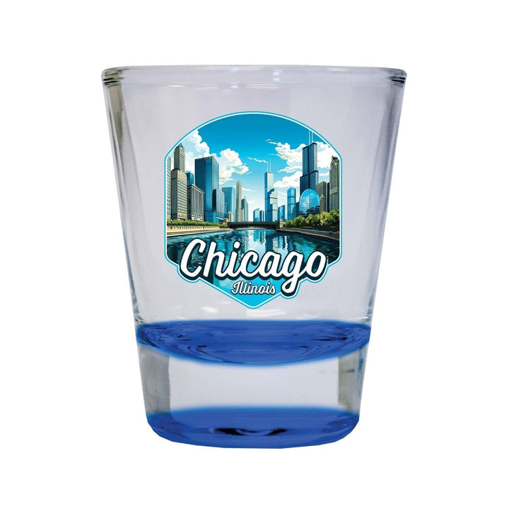 Chicago Illinois A Souvenir 1.5 Ounce Shot Glass Round Image 1