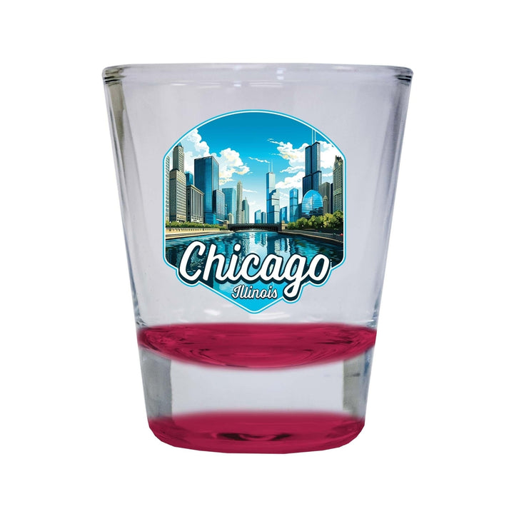 Chicago Illinois A Souvenir 1.5 Ounce Shot Glass Round Image 3