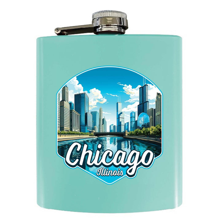 Chicago Illinois A Souvenir 7 oz Steel Flask Matte Finish Image 1