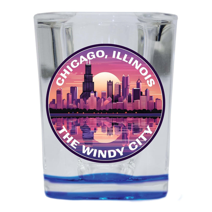 Chicago Illinois B Souvenir 2.5 Ounce Shot Glass Square Base Image 1