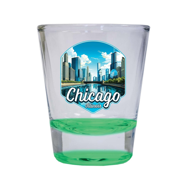 Chicago Illinois A Souvenir 1.5 Ounce Shot Glass Round Image 4