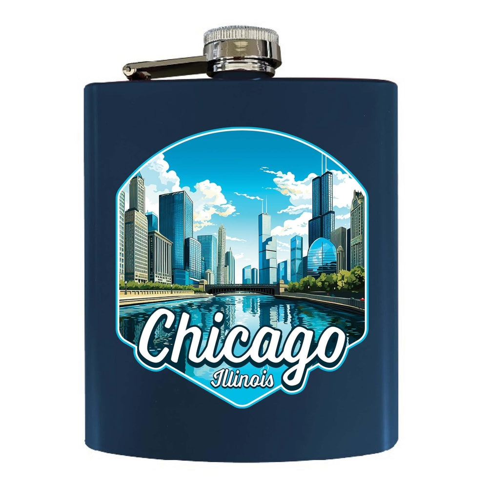 Chicago Illinois A Souvenir 7 oz Steel Flask Matte Finish Image 2