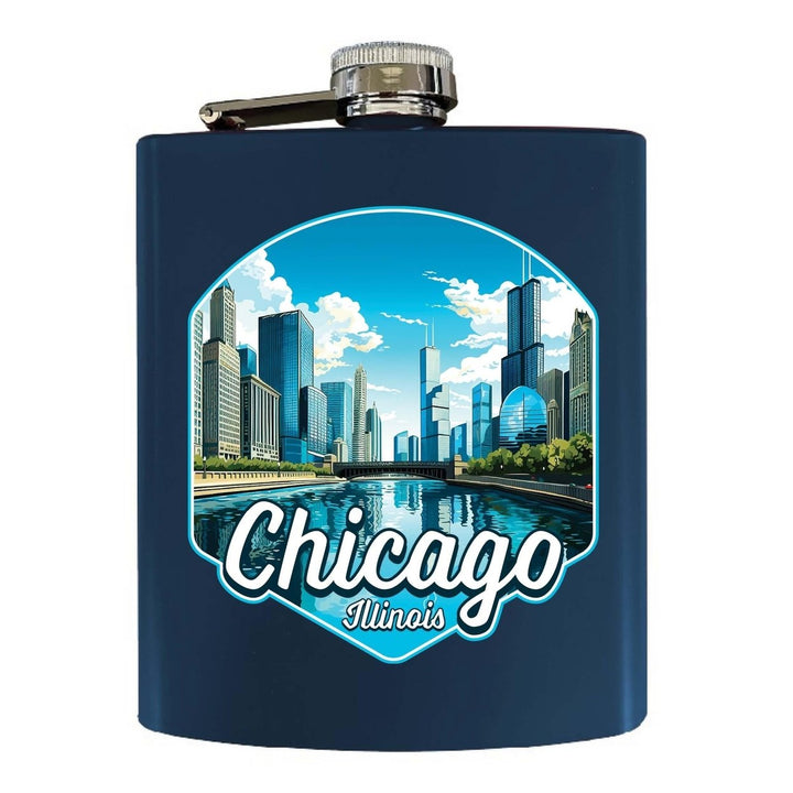 Chicago Illinois A Souvenir 7 oz Steel Flask Matte Finish Image 1