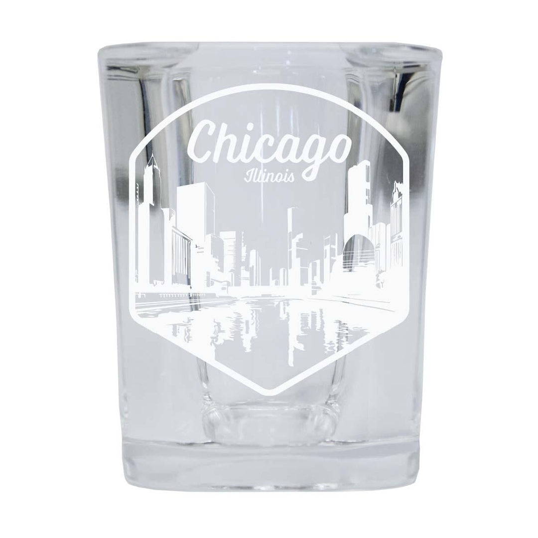 Chicago Illinois Souvenir 2.5 Ounce Engraved Shot Glass Square Image 1