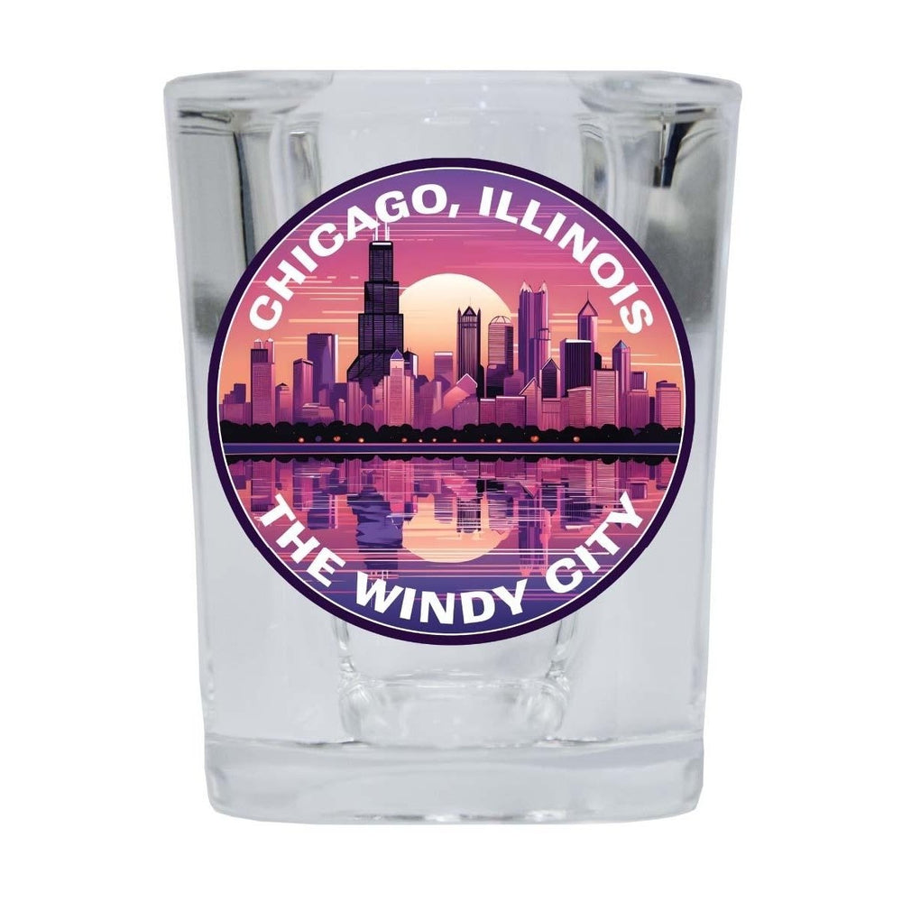 Chicago Illinois B Souvenir 2.5 Ounce Shot Glass Square Base Image 2