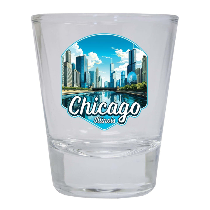 Chicago Illinois A Souvenir 1.5 Ounce Shot Glass Round Image 4