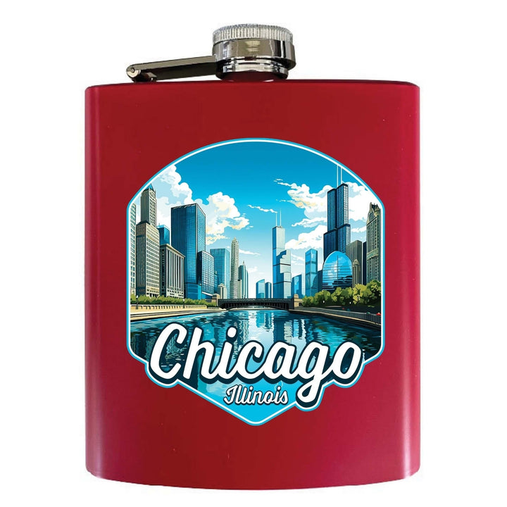 Chicago Illinois A Souvenir 7 oz Steel Flask Matte Finish Image 4