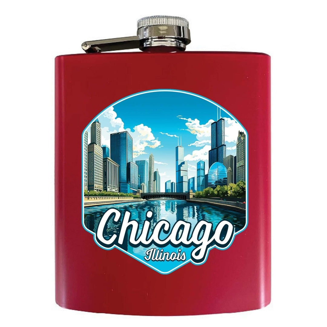 Chicago Illinois A Souvenir 7 oz Steel Flask Matte Finish Image 1