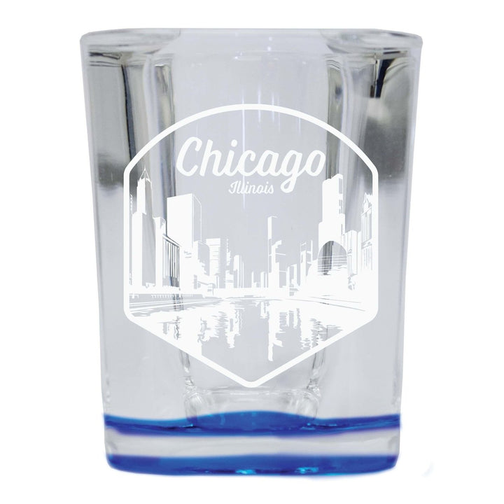 Chicago Illinois Souvenir 2.5 Ounce Engraved Shot Glass Square Image 1