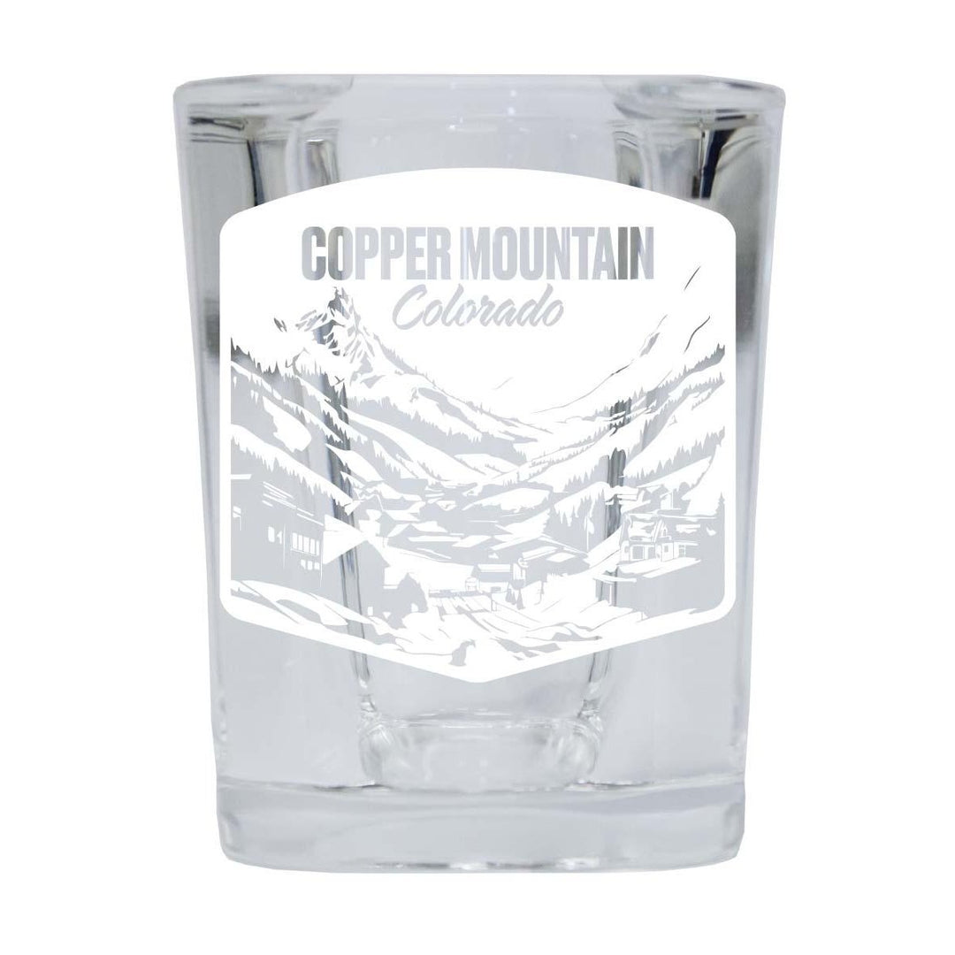 Copper Mountain Souvenir 2.5 Ounce Engraved Shot Glass Square Base Image 1