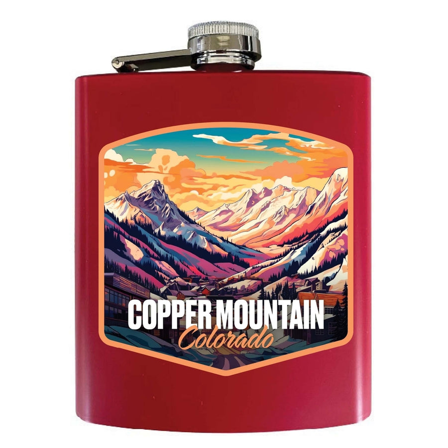 Copper Mountain A Souvenir 7 oz Steel Flask Matte Finish Image 1