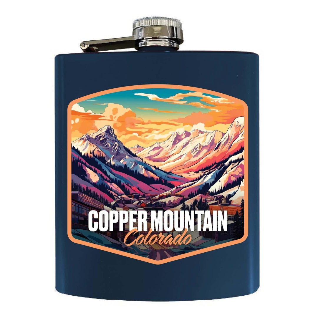 Copper Mountain A Souvenir 7 oz Steel Flask Matte Finish Image 2