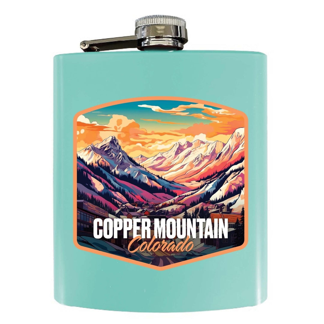 Copper Mountain A Souvenir 7 oz Steel Flask Matte Finish Image 3