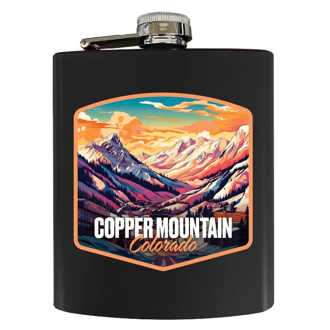 Copper Mountain A Souvenir 7 oz Steel Flask Matte Finish Image 4