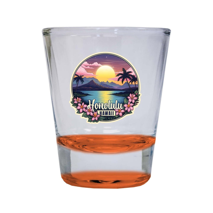 Honolulu Hawaii B Souvenir 1.5 Ounce Shot Glass Round Image 1