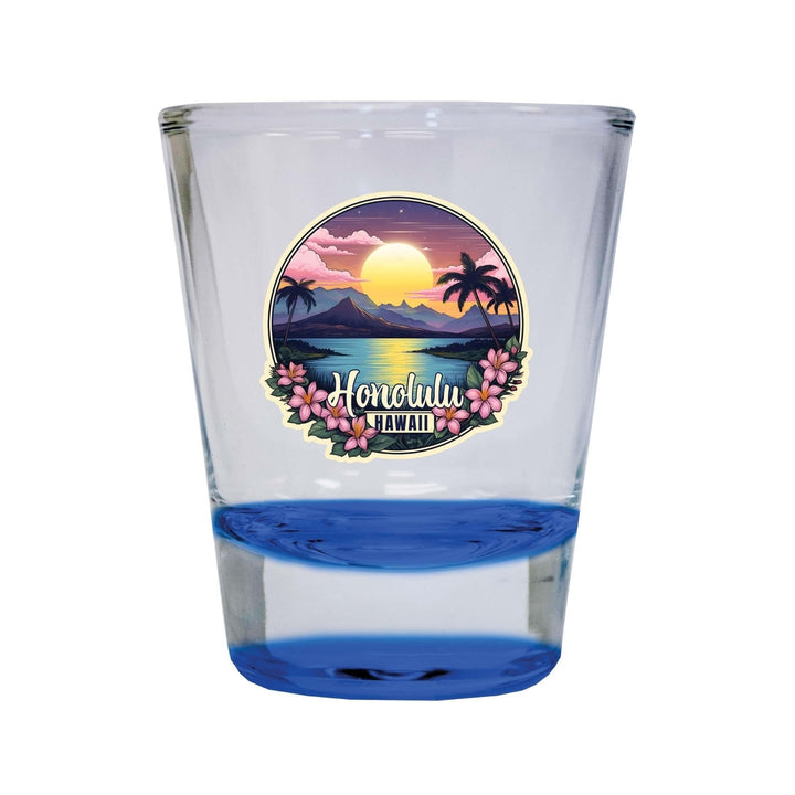 Honolulu Hawaii B Souvenir 1.5 Ounce Shot Glass Round Image 2