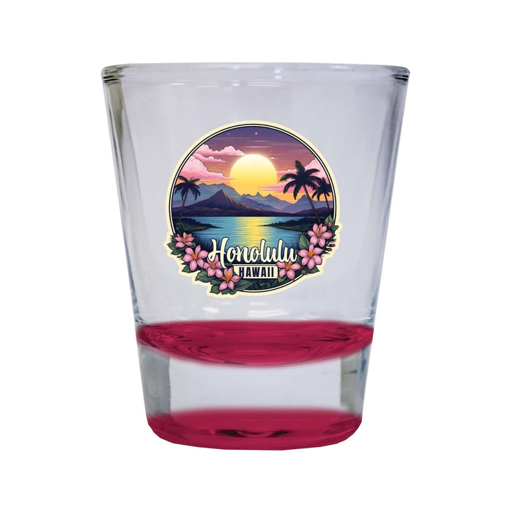 Honolulu Hawaii B Souvenir 1.5 Ounce Shot Glass Round Image 3