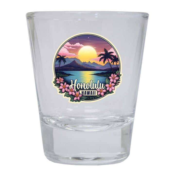 Honolulu Hawaii B Souvenir 1.5 Ounce Shot Glass Round Image 4