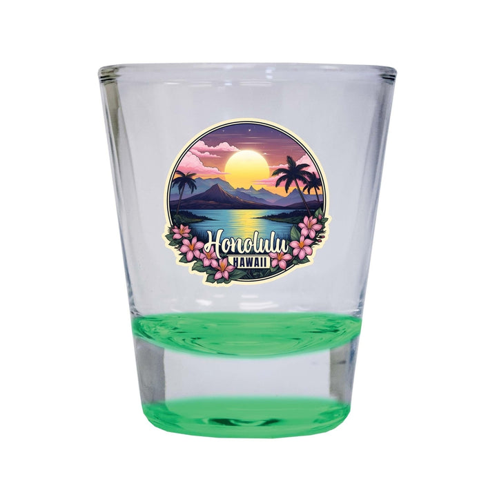 Honolulu Hawaii B Souvenir 1.5 Ounce Shot Glass Round Image 4