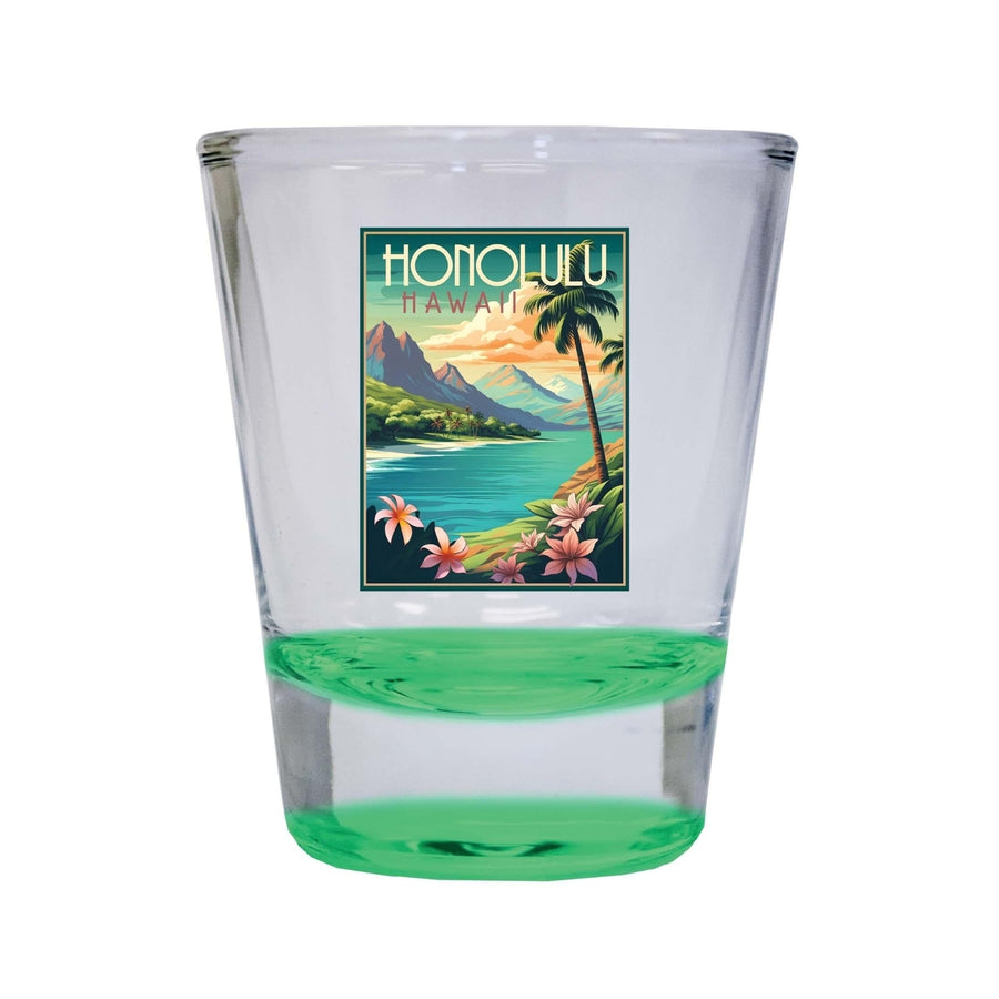 Honolulu Hawaii C Souvenir 1.5 Ounce Shot Glass Round Image 1