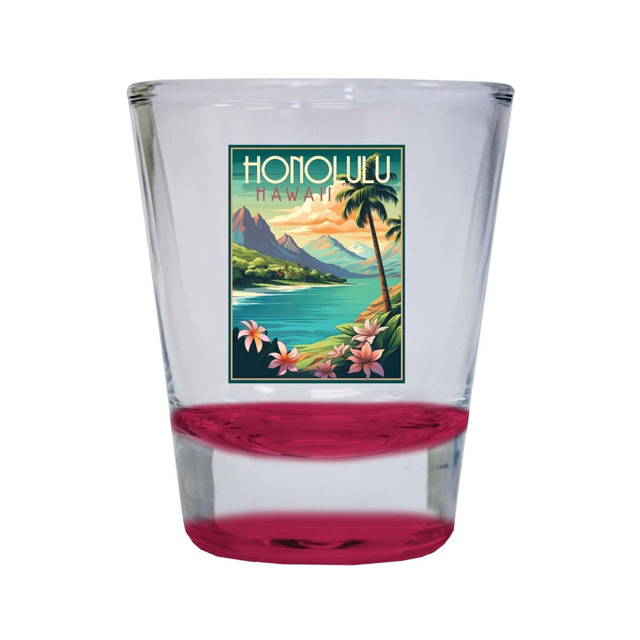 Honolulu Hawaii C Souvenir 1.5 Ounce Shot Glass Round Image 3