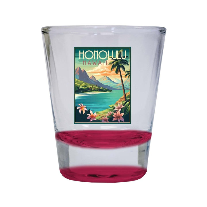 Honolulu Hawaii C Souvenir 1.5 Ounce Shot Glass Round Image 1