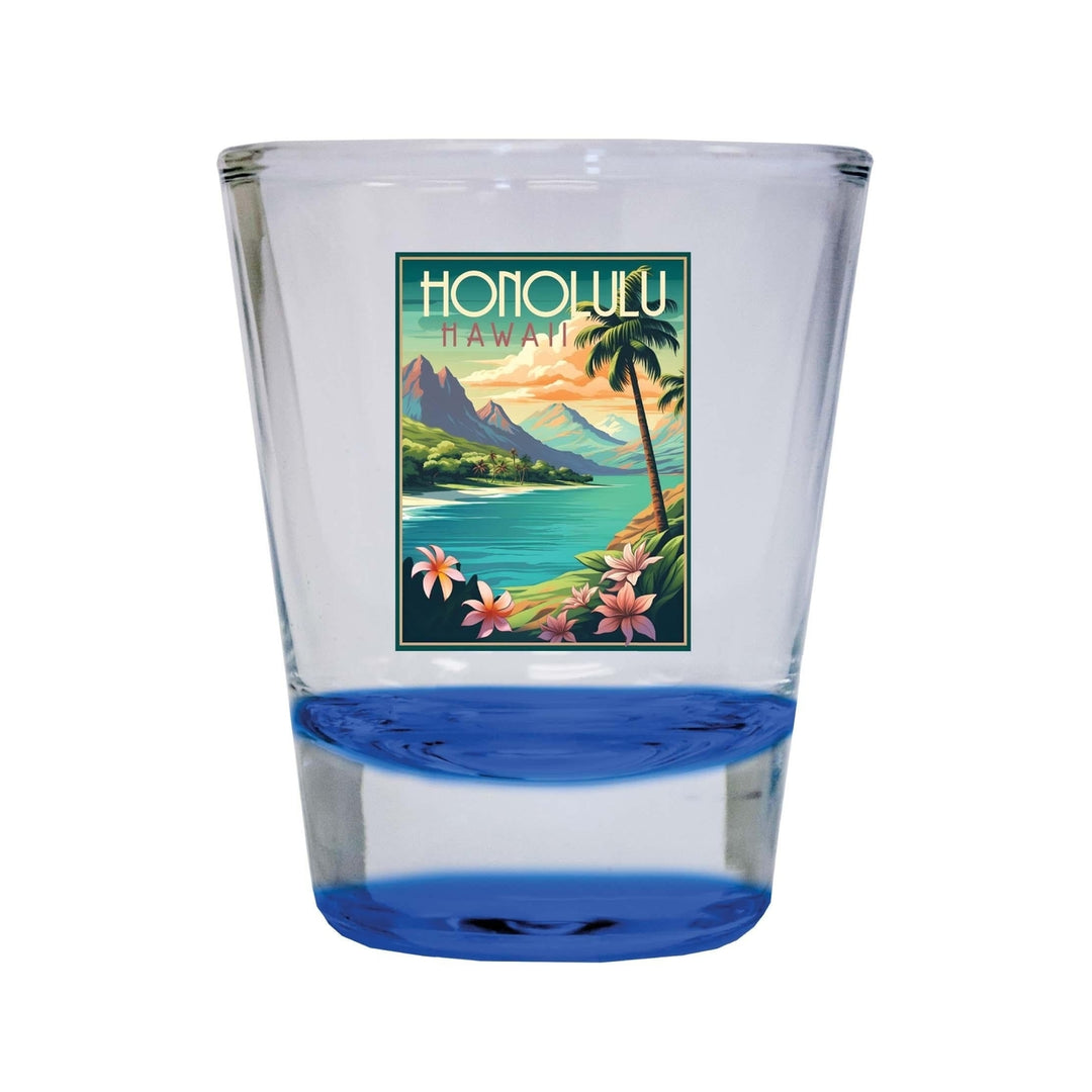 Honolulu Hawaii C Souvenir 1.5 Ounce Shot Glass Round Image 4